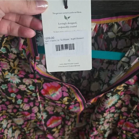 *reseeved For Trade* Nwt Impala Lily Tie Blouse in Night Blossom - Picture 7 of 9